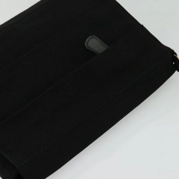 Salvatore Ferragamo Chain Vala Shoulder Bag Canvas Black Gold Auth - Picture 6 of 16